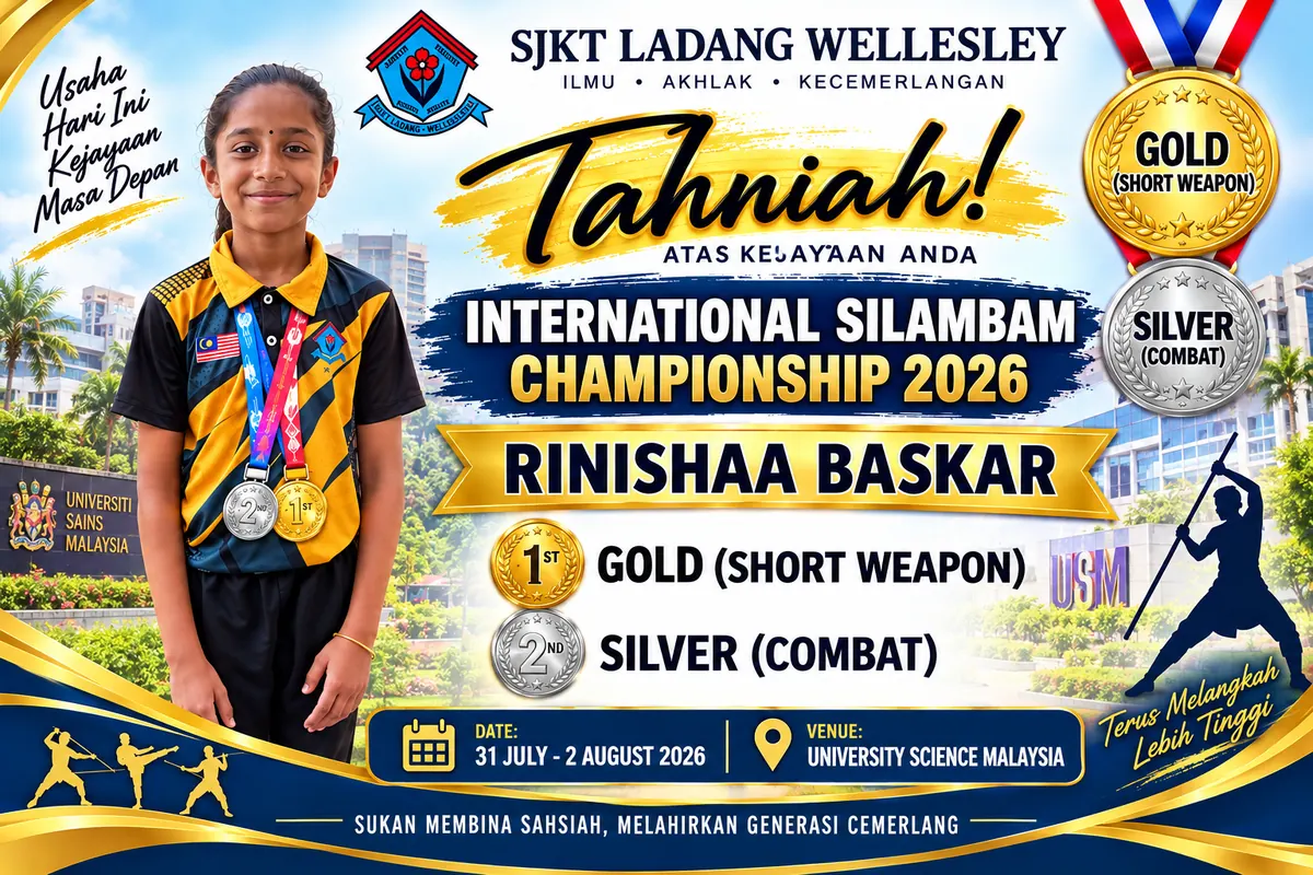 Rinishaa Baskar with her gold and silver medals from the International Silambam Championship 2026