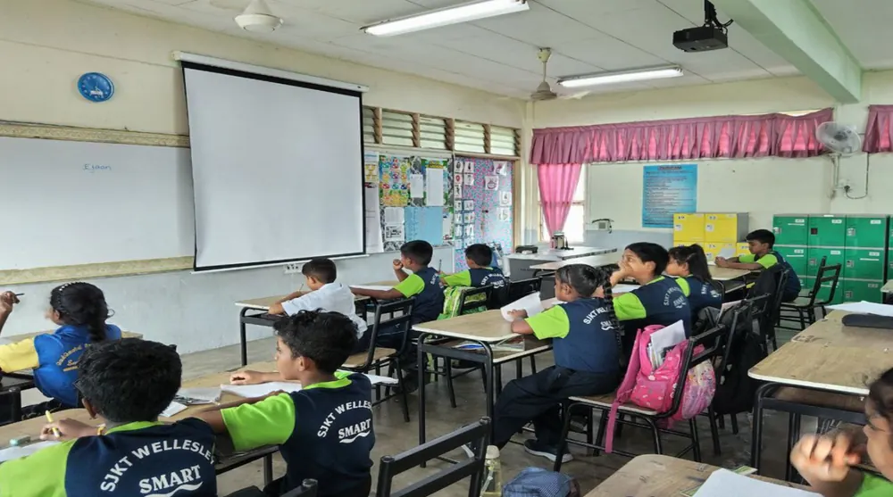Pupils at their desks during a lesson