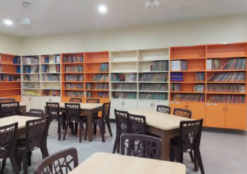 Bookshelves and reading tables in the resource centre